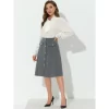 Allegra K Women's Button Decor Work A-Line Formal Knee Length Skirt