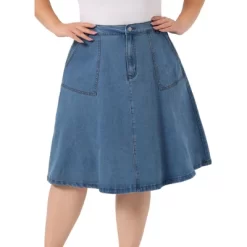 Agnes Orinda Women's Plus Size Button Down Casual A-Line Pockets Midi Jean Skirts -Women Sale Shop GUEST 023a000c 4f2f 4690 a713 45e8fa4a80a8