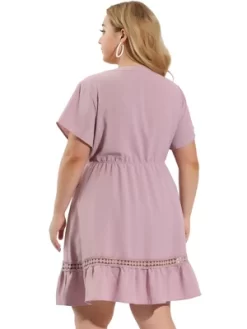 Agnes Orinda Women's Plus Size Elegant Short Sleeve Tie Waist Ruffle Hem At Kness Dresses 14 Agnes Orinda Women's Plus Size Elegant Short Sleeve Tie Waist Ruffle Hem At Kness Dresses -Women Sale Shop GUEST 02e35321 4947 4acd 8415 234867c22ed7
