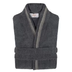 All-Season Unisex Cotton Terry Lounge Bathrobe With Embroidery By Blue Nile Mills