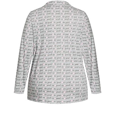 Women's Plus Size Button Through Sleep Top - Gray | AVENUE 7 Women's Plus Size Button Through Sleep Top - Gray | AVENUE - Image 5