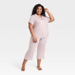 Women's Beautifully Soft Short Sleeve Notch Collar Top And Pants Pajama Set - Stars Above™ -Women Sale Shop GUEST 065d106a 69d3 4edf 8fd7 cb5993710ec4