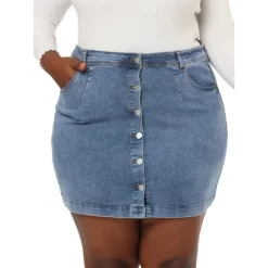 Agnes Orinda Women's Plus Size Denim Button Side Pocket Casual Jean A-Line Mini Skirt -Women Sale Shop GUEST 0735296b d633 4e7c 9c5f d3ca41cf9414