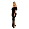 24seven Comfort Apparel Women's Off Shoulder Maxi Dress