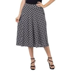 24seven Comfort Apparel Womens Black Diamond Print A Line Midi Skirt With Pockets -Women Sale Shop GUEST 090e2b83 28c1 4b12 a797 5e44930df840