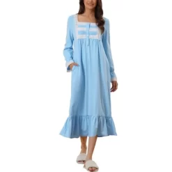 Cheibear Women's Victorian Long Sleeve Ruffle Night Gown Sleepwear With Pockets -Women Sale Shop GUEST 09154f8b c6bb 49ae bc12 656d5cc22f24