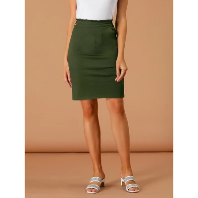 Allegra K Women's Workwear Paperbag Elastic High Waist Cotton Pencil Mini Skirt 3 Allegra K Women's Workwear Paperbag Elastic High Waist Cotton Pencil Mini Skirt