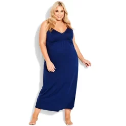 Women's Plus Size Lace Trim Plain Sleep Maxi Dress - Marine | AVENUE 7 Women's Plus Size Lace Trim Plain Sleep Maxi Dress - Marine | AVENUE -Women Sale Shop GUEST 09de1432 7b2a 4488 a2d7 675009ca8add