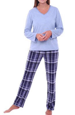 Women's Soft Warm Fleece Pajamas Lounge Set, Long V Neck Top And Pants, PJ 6 Women's Soft Warm Fleece Pajamas Lounge Set, Long V Neck Top And Pants, PJ - Image 4