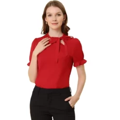 Allegra K Women's Bow Tie Neck Elegant Office Short Sleeve Blouse 36 Allegra K Women's Bow Tie Neck Elegant Office Short Sleeve Blouse -Women Sale Shop GUEST 0b3a4988 ee1f 4973 a7df 2607c02ca271