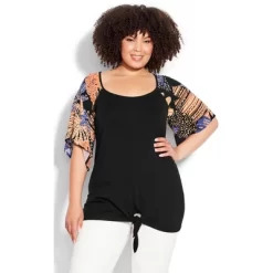 Women's Plus Size Gretta Tie Front Top - Skylight Palm | LORALETTE 7 Women's Plus Size Gretta Tie Front Top - Skylight Palm | LORALETTE -Women Sale Shop GUEST 0bd6e278 4786 4ac9 a929 a733b451ca71