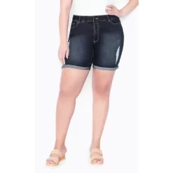 Women's Plus Size Giana Ripped Short - Dark | AVENUE -Women Sale Shop GUEST 0e04d47f 4864 4e25 8b53 fd6b61742df9