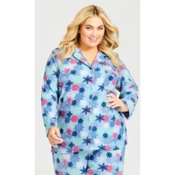 Women's Plus Size Snowflake Button Fleece Sleep Top - Blue | AVENUE 17 Women's Plus Size Snowflake Button Fleece Sleep Top - Blue | AVENUE -Women Sale Shop GUEST 10df29ad 0b9b 4a41 863c e64f6f9d3f03