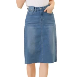 Allegra K Women's Casual Jean Skirt High Waist Back Vent Short Denim Skirts -Women Sale Shop GUEST 1127bc05 2e2a 48df 977f 188be3f9d9a2