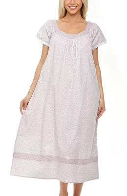 Women's Cotton Victorian Nightgown, Camila Ruffled Short Sleeve Lace Trimmed Long Vintage Night Dress Gown 9 Women's Cotton Victorian Nightgown, Camila Ruffled Short Sleeve Lace Trimmed Long Vintage Night Dress Gown - Image 7