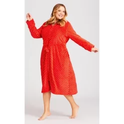 Women's Plus Size Zip Spot Robe - Red | AVENUE -Women Sale Shop GUEST 114dc3ea 7767 4672 8886 f8599510646d