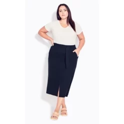 Women's Plus Size Linen Blend Skirt - Navy | EVANS 23 Women's Plus Size Linen Blend Skirt - Navy | EVANS -Women Sale Shop GUEST 11f58f82 3144 447f 8673 5ab38ec5d5d3