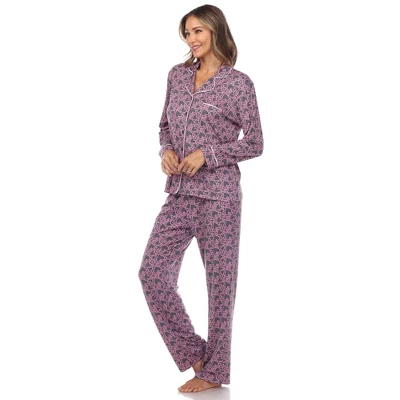 Women's Long Sleeve Heart Print Pajama Set - White Mark 4 Women's Long Sleeve Heart Print Pajama Set - White Mark - Image 2