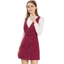 Allegra K Women's Corduroy Mini V Neck Vintage A-Line Bib Overall Pinafore Skirts -Women Sale Shop GUEST 14539857 21a1 47bb 86d2 a30758cab435