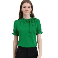 Allegra K Women's Bow Tie Neck Elegant Office Short Sleeve Blouse 29 Allegra K Women's Bow Tie Neck Elegant Office Short Sleeve Blouse -Women Sale Shop GUEST 14d23f6e 8241 41e7 a19e c3dc5b330e94