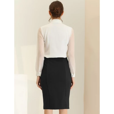 Allegra K Women's Belted Split Hem Knee Length Work Business Pencil Skirt 5 Allegra K Women's Belted Split Hem Knee Length Work Business Pencil Skirt - Image 3