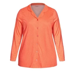 Women's Plus Size Button Print Sleep Top - Peach Spot | AVENUE -Women Sale Shop GUEST 1638e22d 29fb 4663 9920 464b5a8c93c5