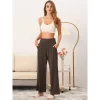 Cheibear Womens Pajama Pants Sleepwear Jogging Bottoms Casual Trousers Wide Leg Lounge Pants