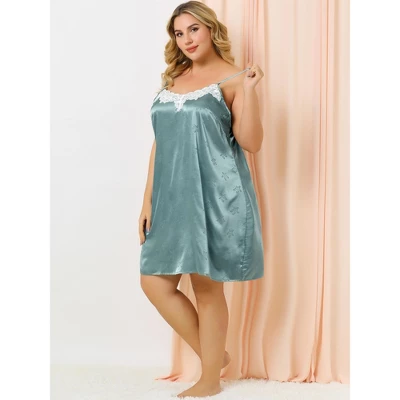 Agnes Orinda Women's Plus Size Satin Star Print Lace Trim Pajamas Nightgown 3 Agnes Orinda Women's Plus Size Satin Star Print Lace Trim Pajamas Nightgown