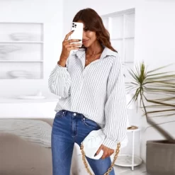 Women's Long Sleeve Pinstripe Blouse Shirt - Cupshe -Women Sale Shop GUEST 191e6ab8 35f9 42c0 9f83 1fdf61b9e616