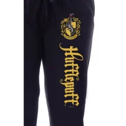 Harry Potter Womens' Hufflepuff House Crest Sleep Jogger Pajama Pants Black