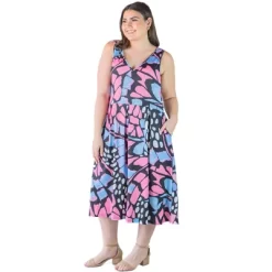 Plus Size Butterfly Print Fit And Flare With Pockets Midi Dress -Women Sale Shop GUEST 1b59e61e 00fe 464c a04d ee2d64acd1f0