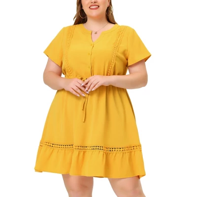 Agnes Orinda Women's Plus Size Elegant Short Sleeve Tie Waist Ruffle Hem At Kness Dresses 10 Agnes Orinda Women's Plus Size Elegant Short Sleeve Tie Waist Ruffle Hem At Kness Dresses - Image 8