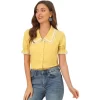 Allegra K Women's Sweet Peter Pan Contrast Collar Short Sleeves Button Up Blouse Tops -Women Sale Shop GUEST 1c26afbd 26e3 4fb6 bc65 f163a176a500