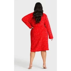 Women's Plus Size Love Heart Robe - Red Heart | AVENUE