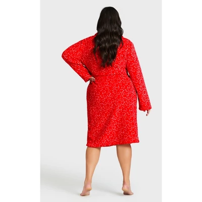 Women's Plus Size Love Heart Robe - Red Heart | AVENUE 3 Women's Plus Size Love Heart Robe - Red Heart | AVENUE