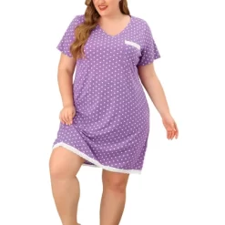 Agnes Orinda Womens Plus Size V Neck Polka Dots Short Sleeve Sleepwear Pajamas Nightgown -Women Sale Shop GUEST 1dd6616d 8b93 4309 8cc8 8acefea23088