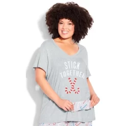 Women's Plus Size Stick Together Sleep Set - Gray | AVENUE -Women Sale Shop GUEST 1e06b2ce b509 4d6a a4f5 6106ad1ba1df