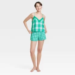 Women's Lace Trim Woven Tank And Shorts Pajama Set - Colsieā¢