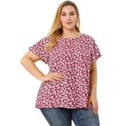 Agnes Orinda Women's Plus Size Floral Short Sleeve Casual Pleasant Top -Women Sale Shop GUEST 201d94ce 19db 48d0 b242 248128318ed9