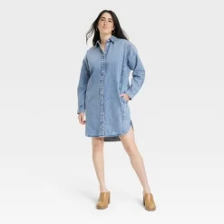 Women's Long Sleeve Denim Mini Shirtdress - Universal Thread™ Blue -Women Sale Shop GUEST 21cfaa72 b827 468e 9342 6253a24dd036