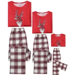 Cheibear Christmas Elk Print Tops With Plaid Pants Xmas Sleepwear Family Pajama Set -Women Sale Shop GUEST 23b4577e 4924 42bd a539 2cb759a4986b