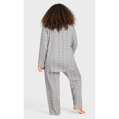 Women's Plus Size Button Through Sleep Top - Gray | AVENUE 5 Women's Plus Size Button Through Sleep Top - Gray | AVENUE - Image 3