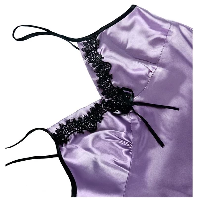 Allegra K Women Satin Lace Trim Sleepwear Nightgown Pajama Slip Dress 4 Allegra K Women Satin Lace Trim Sleepwear Nightgown Pajama Slip Dress - Image 2