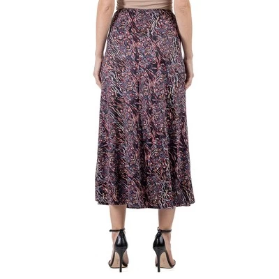 24seven Comfort Apparel Womens Abstract Floral A Line Maxi Skirt 4 24seven Comfort Apparel Womens Abstract Floral A Line Maxi Skirt - Image 2