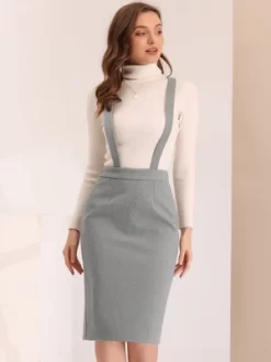 Allegra K Women's Pencil High Waist Adjustable Strap Split Back Bodycon Suspender Skirts -Women Sale Shop GUEST 26d4a835 da90 4dd3 8ec7 bb0831c3080b