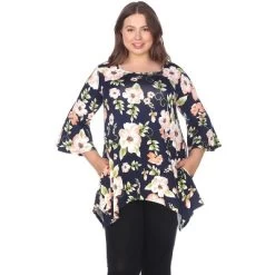 Women's Plus Size Floral Printed Blanche Tunic Top With Pockets - White Mark -Women Sale Shop GUEST 274f3905 a11f 40db 9095 a4dbeb7786f2