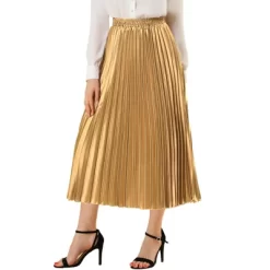 Allegra K Women's Party Elastic Waist Metallic Shiny Accordion Pleated Midi Skirt -Women Sale Shop GUEST 27b28cb2 52b7 410e 9a9c 5f0071552120