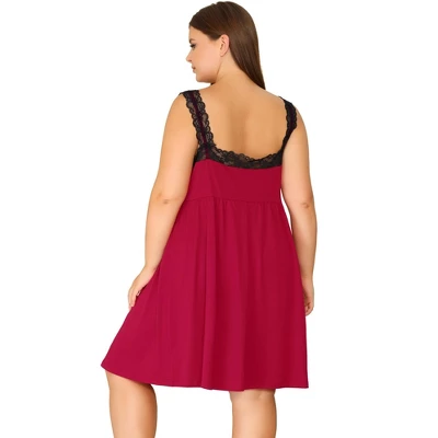 Agnes Orinda Women's Plus Size Lace Sleep Above Knee Lounge Nightgowns 5 Agnes Orinda Women's Plus Size Lace Sleep Above Knee Lounge Nightgowns - Image 3