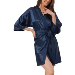 Cheibear Womens Satin Robes Pajama Bridal Party Tie Waist Mini Bathrobe -Women Sale Shop GUEST 2ae8aa72 33fd 49ac 9d3e 64d35c3d184c