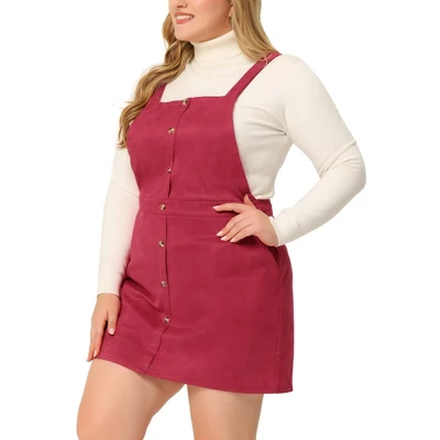 Agnes Orinda Women's Plus Size High Waist A-Line Suede Overall Suspender Dress 8 Agnes Orinda Women's Plus Size High Waist A-Line Suede Overall Suspender Dress - Image 6